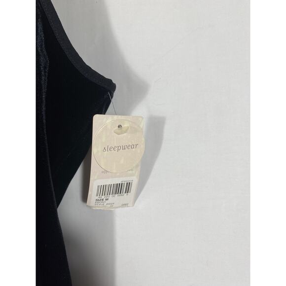 Gilligan & O'Malley Slip Dress Medium Black Velvet Velour Lace Whimsigoth Y2K - Picture 7 of 11